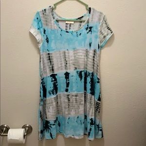 Blue white gray and black sun dress with pockets